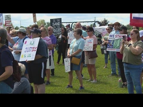 Hundreds gather to protest Camp Atterbury's use as an ICE detention facility