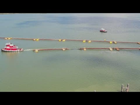 Construction begins on Mississippi River underwater sill as saltwater wedge begins to creep upriver