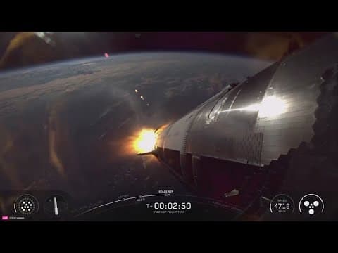 SpaceX Starship Flight 11 stage separation and boostback burn | Super Heavy turns back to Gulf