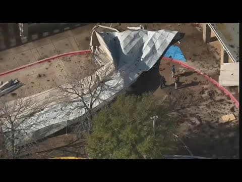 Roof of Plano West High School ripped off by powerful winds Tuesday morning