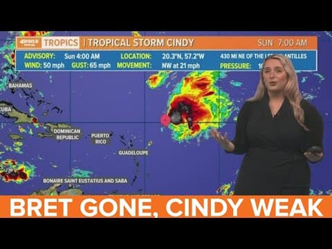 Sunday morning tropical update: Bret gone; Cindy weakens