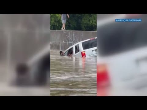 Video: Chattanooga man saves woman trapped by flooding