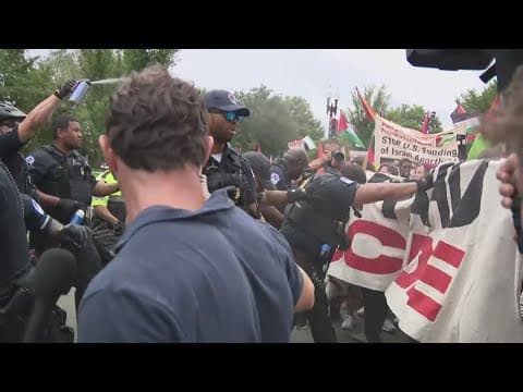 DC Police clash with thousands of protestors as Netanyahu visit escalates
