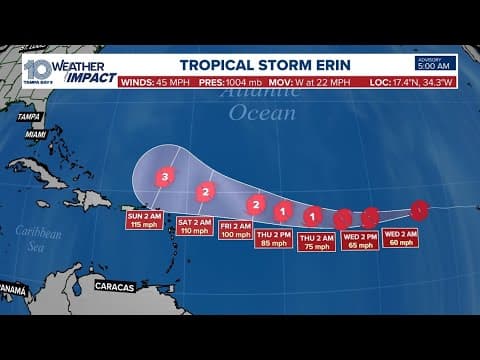 Tracking Tropical Storm Erin and weather conditions across Tampa Bay
