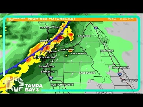 Heavy rain moves through the Tampa Bay area