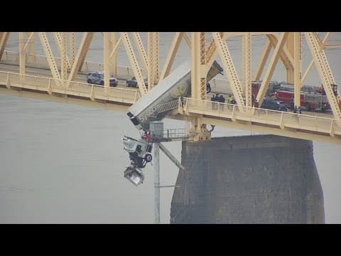 LIVE: Semi dangling from Louisville bridge