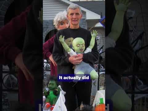 There's a heartwarming surprise behind this man's spooky Halloween display.