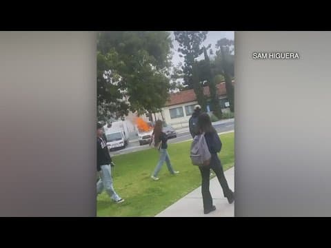Catering van catches fire on San Diego State campus; students feared it was an active shooter