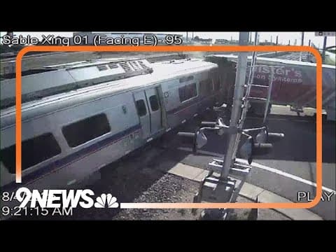 Video shows crash between RTD train and semitruck in Aurora