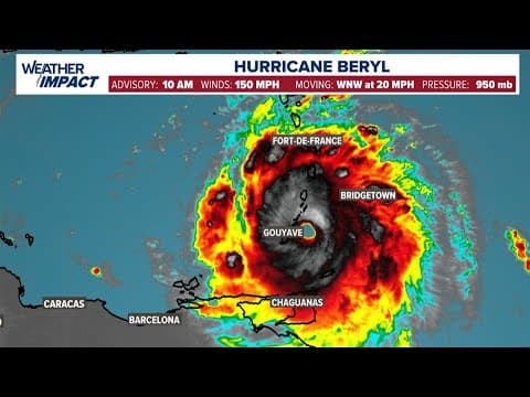 Meteorologist Kim Castro has the latest track for Cat. 4 Hurricane Beryl