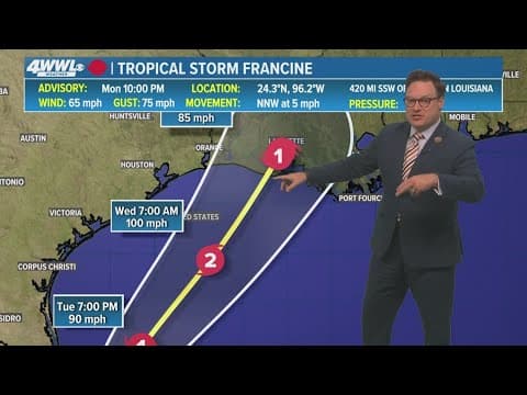 Monday 10PM Tropical Update: Impacts from Francine expected Tuesday, Wednesday