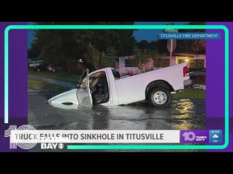 Sinkhole gobbles up half a truck in Titusville