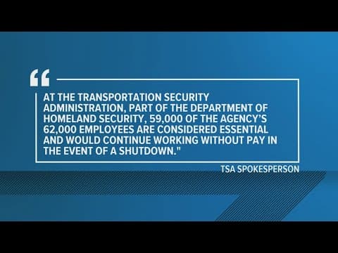 TSA agents would continue working without pay should government shut down, spokesperson says