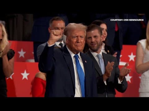 Donald Trump walks out with bandaged ear for day 2 of the RNC