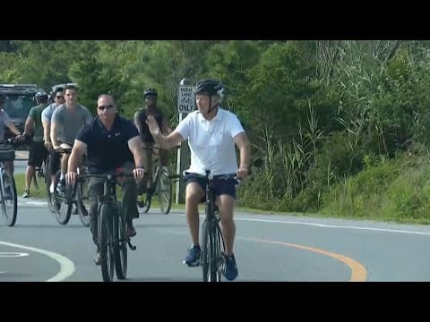 Biden steps out for a Sunday bike ride in Delaware