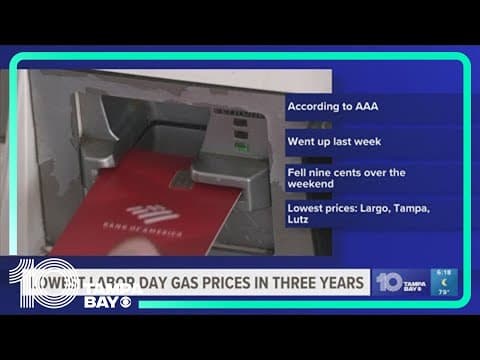 Labor Day gas prices could be lowest in 3 years in Florida, AAA says