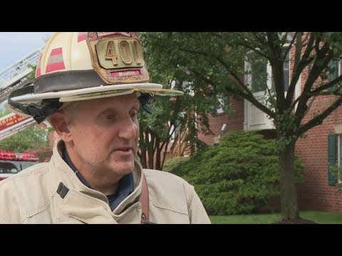 Lightning appears to hit Virginia row homes twice, spark fire