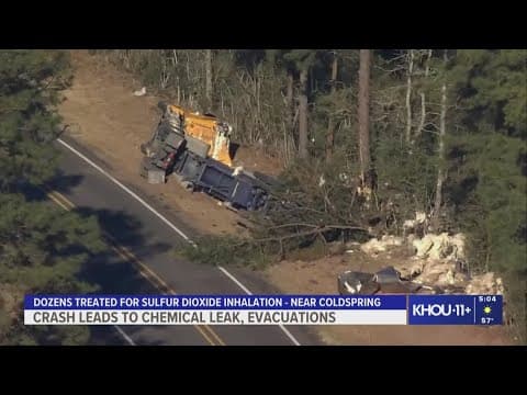 Deadly 18-wheeler crash, hazmat spill shuts down FM 1725 in San Jacinto County, TxDOT says