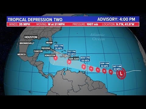 Tropical Depression 2 forms in Atlantic