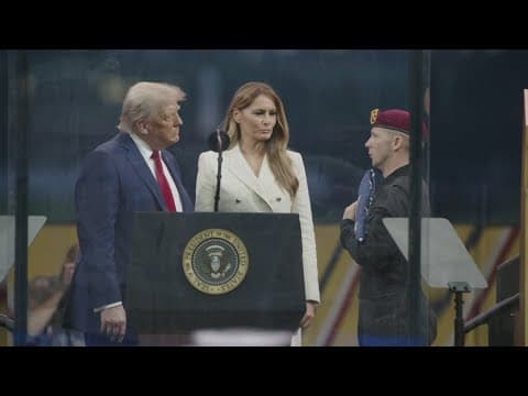 President Trump presented with American flag from Golden Knights
