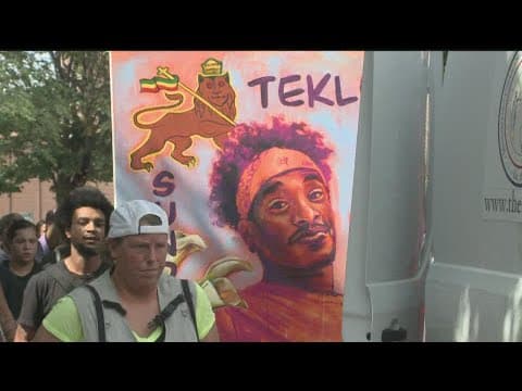 Demonstration held in Minneapolis for Andrew 'Tekle' Sundberg