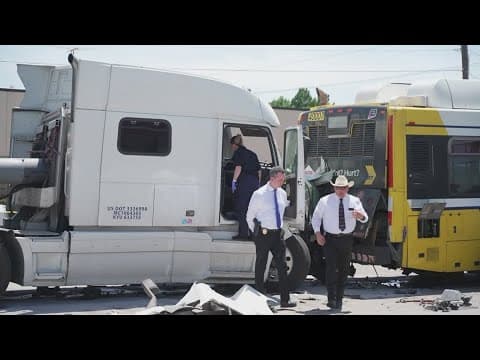 5 people hospitalized after 18-wheeler collides into DART bus, 3 other vehicles