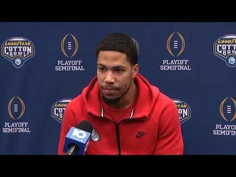 Cody Simon speaks ahead of the Cotton Bowl against Texas