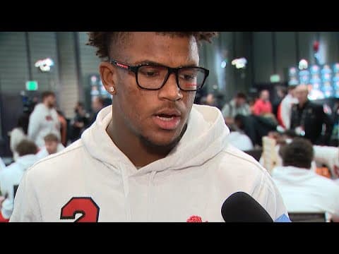 Caleb Downs speaks at media day ahead of Rose Bowl