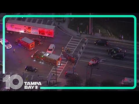 Truck overturns in multi-car crash in Pinellas Park