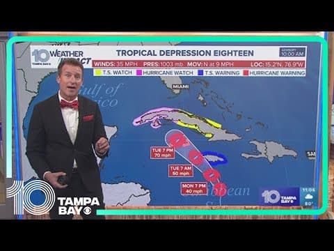 Tracking the Tropics: TD 18 expected to become Tropical Storm Rafael | 11 a.m. Monday