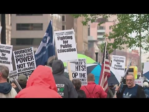More than 1,000 protesters gather outside Ohio Statehouse in support of teachers, public education