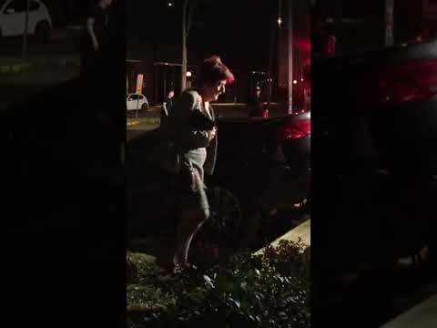 A car ended up inside of a giant pothole on Poydras Street Thursday night.