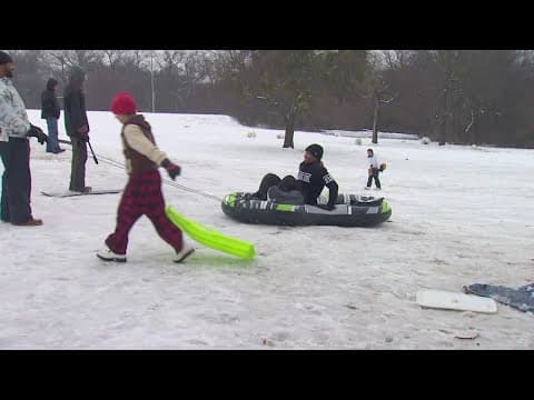 Kids around North Texas outside playing in the snow due to cancelled school