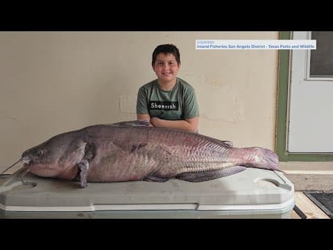 9-year-old reels in huge blue catfish at Texas reservoir