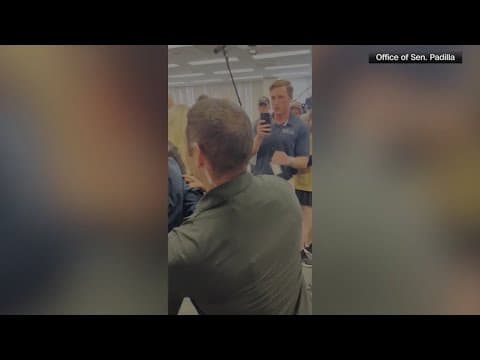 California Senator Alex Padilla forcibly removed from Los Angeles press conference