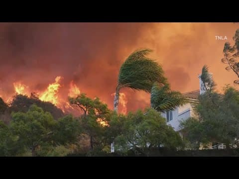 Wildfires burn out of control across Los Angeles area and kill 5 as thousands flee homes