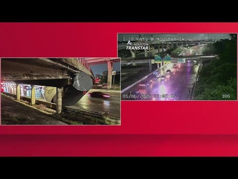 Several lanes on I-10 eastbound at Houston Ave. blocked after truck hits bridge's underside
