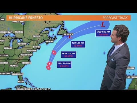Hurricane Ernesto makes landfall, storm surge headed for the East Coast