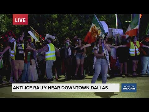 Anti-ICE protestors march in Dallas in solidarity with LA
