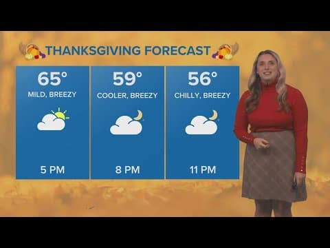 Thanksgiving 5PM First Weather: Increasingly cooler with chance of rain overnight