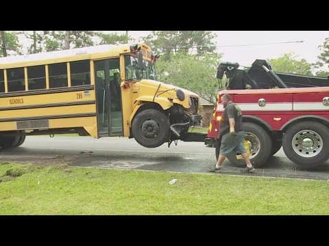 School bus and ambulance crash on South Military Road in Slidell