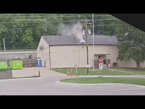 Camera catches car crashing through roof of veterans' hall in Missouri